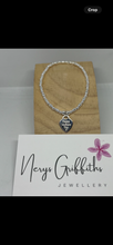 Sterling silver small oval bracelet with personalised heart charm
