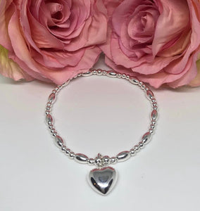 Chunky heart oval spacer bracelet and earrings