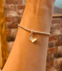 Sterling silver classic bracelet with Butterfly charm