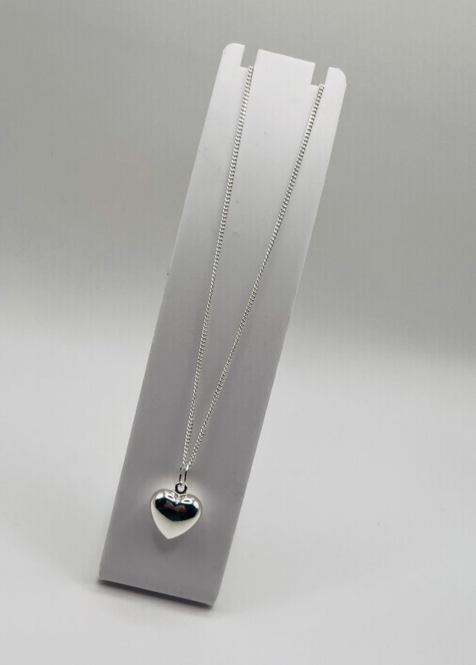 Sterling silver necklace with chunky heart charm