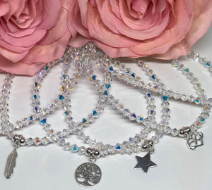 Crystal bracelet and sterling silver charm