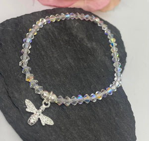 Crystal bracelet and sterling silver charm