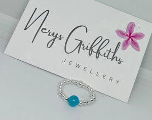 Sterling silver Blue Topaz statement bracelet and ring set
