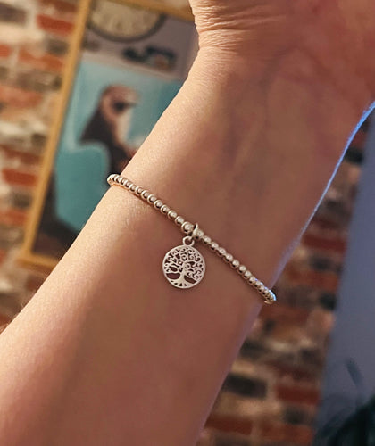 Sterling silver classic bracelet with tree of life charm