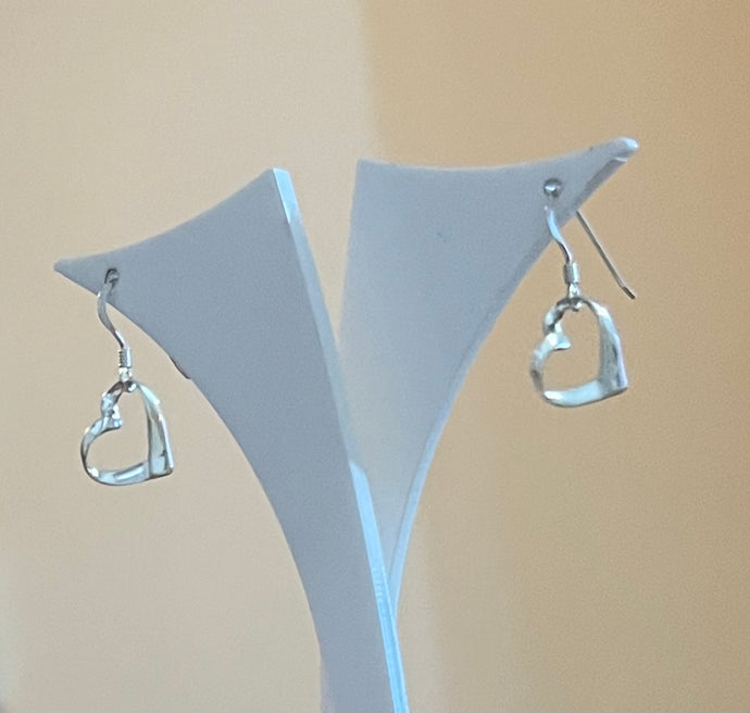 Sterling silver ribbon heart earrings