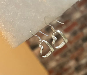 Sterling silver ribbon heart earrings