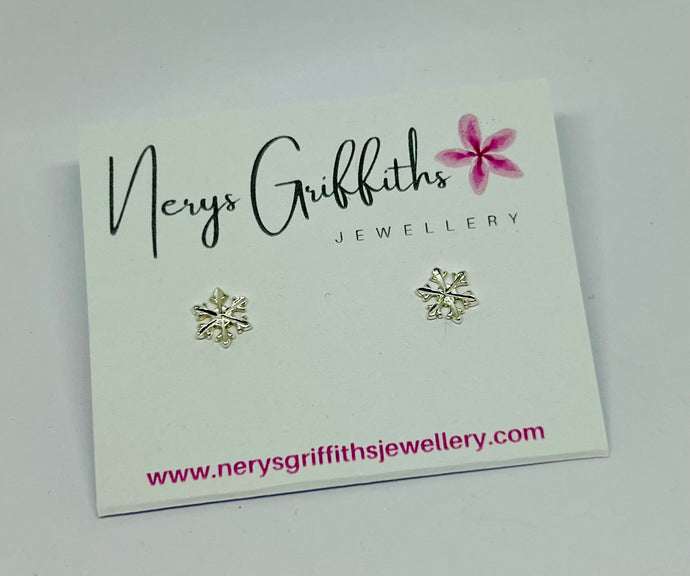 Sterling Silver Snowflake Stud Earrings
