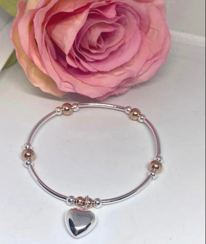 Sterling silver and rose gold filled chunky bracelet