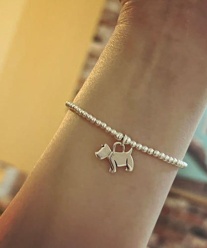 Classic Sterling Silver Bracelet with Dog Charm