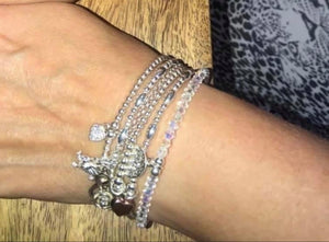 Crystal bracelet and sterling silver charm