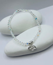 Crystal bracelet and sterling silver charm