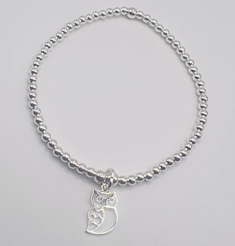 Classic Sterling Silver Bracelet with Owl Charm