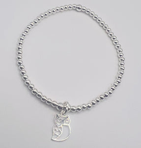 Classic Sterling Silver Bracelet with Owl Charm