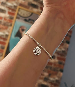 Sterling silver classic bracelet with tree of life charm