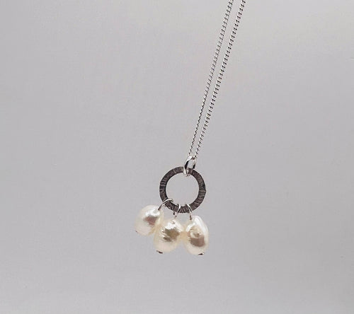 Freshwater Triple Pearl Hoop Necklace