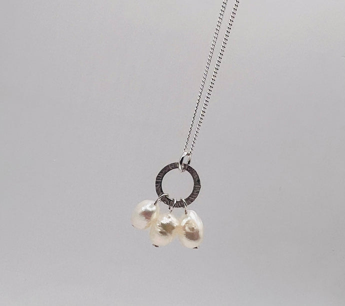 Freshwater Triple Pearl Hoop Necklace