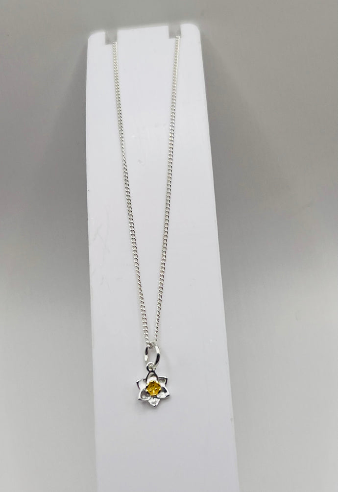 Sterling silver daffodil necklace