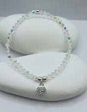 Crystal bracelet and sterling silver charm