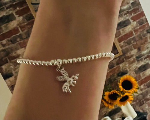 Sterling silver with 3D Bee charm bracelet