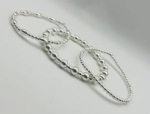 Chunky, oval and classic stack, no charms, Set of 3 bracelets