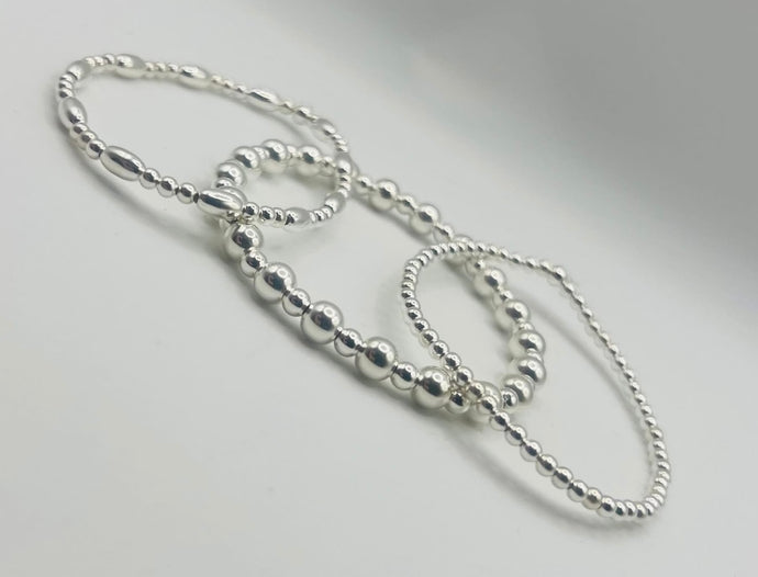 Chunky, oval and classic stack, no charms, Set of 3 bracelets