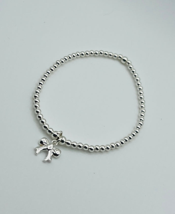 Sterling silver classic bracelet with Bow charm