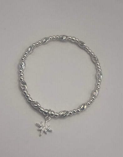 Sterling silver oval cut spacer with North star charm