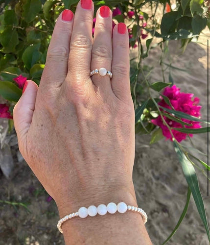 Sterling Silver and Mother of Pearl Bracelet and Ring