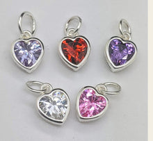 Classic Sterling Silver Bracelet with Crystal Birthstone Heart Charm