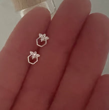 Honeycomb bee stud earrings