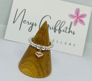 Sterling silver and rose gold vermeil heart ring