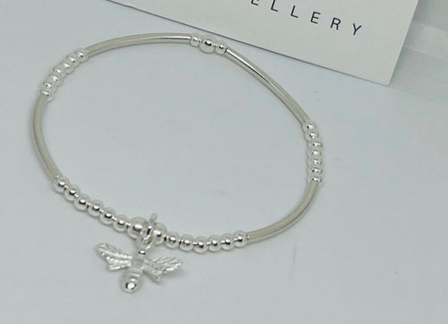 Sterling Silver Spacer Bracelet with Bee Charm
