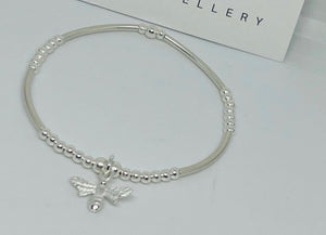 Sterling Silver Spacer Bracelet with Bee Charm