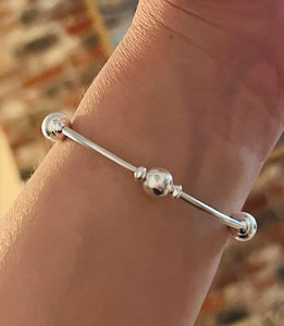 Chunky spacer bracelet with Heart charm