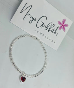Classic Sterling Silver Bracelet with Light Sapphire Heart Charm