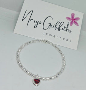 Classic Sterling Silver Bracelet with Light Sapphire Heart Charm