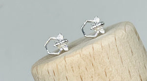 Honeycomb bee stud earrings