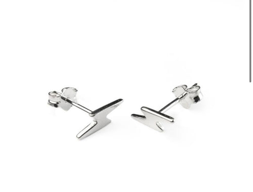 Sterling Silver Lightening Bolt Stud Earrings