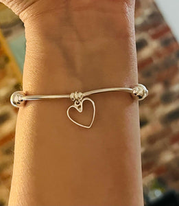 Chunky spacer bracelet with Heart charm