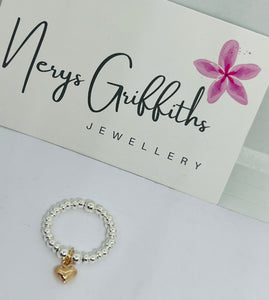 Sterling silver and rose gold vermeil heart ring