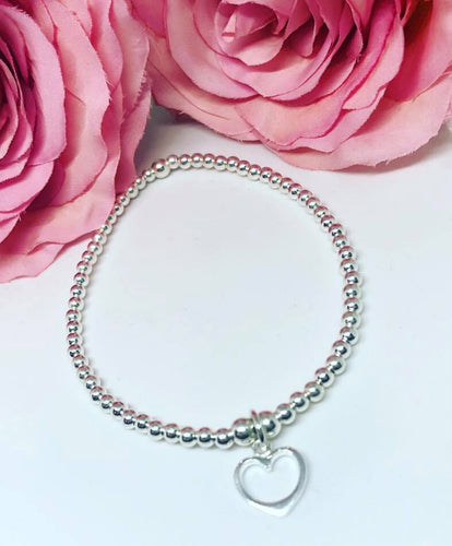 Classic Sterling Silver Bracelet with Open Heart Charm