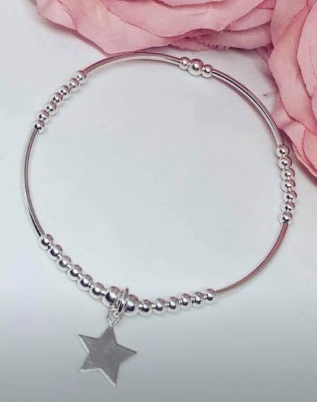 Sterling Silver Spacer Bracelet with Star Charm