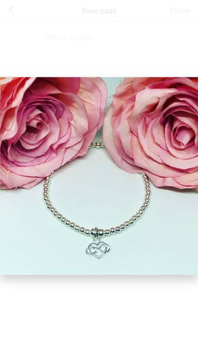 Classic Sterling Silver Bracelet with Infinity Heart Charm