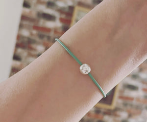 Leather surf ball bracelet in aqua