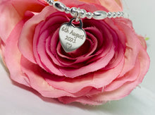 Sterling silver bracelet with personalised heart charm