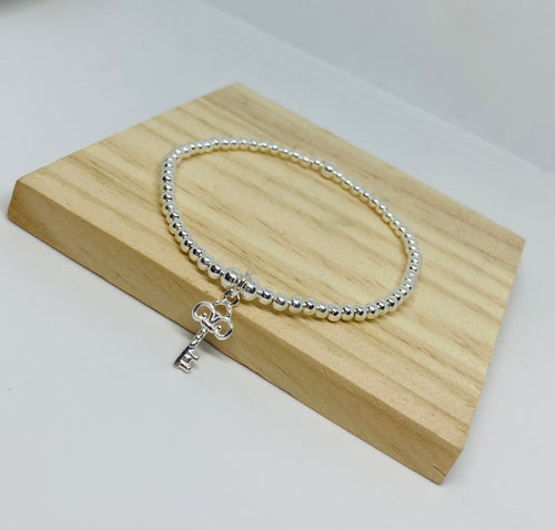 Classic Sterling Silver Bracelet with Key Charm