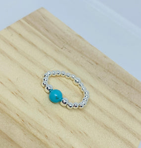 Sterling Silver and with Turquoise Gemstone Ring