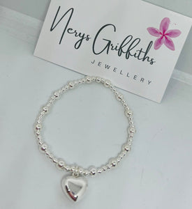 Chunky spacer bracelet with 5mm spacer beads and Chunky heart charm