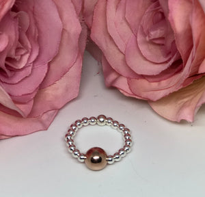 Sterling silver and Rose gold vermeil ball ring