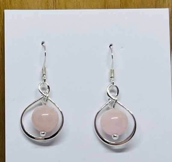 Sterling silver Infinity Earrings with Rose Quartz gemstone